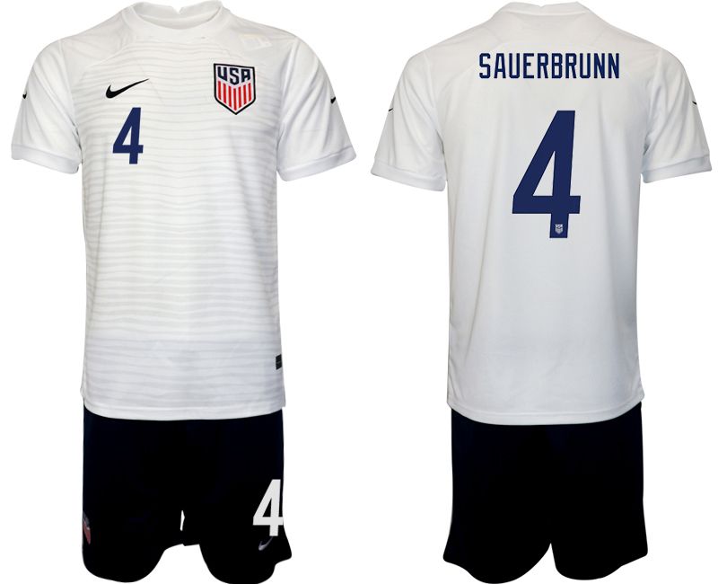 Men 2022 World Cup National Team United States home white 4 Soccer Jersey